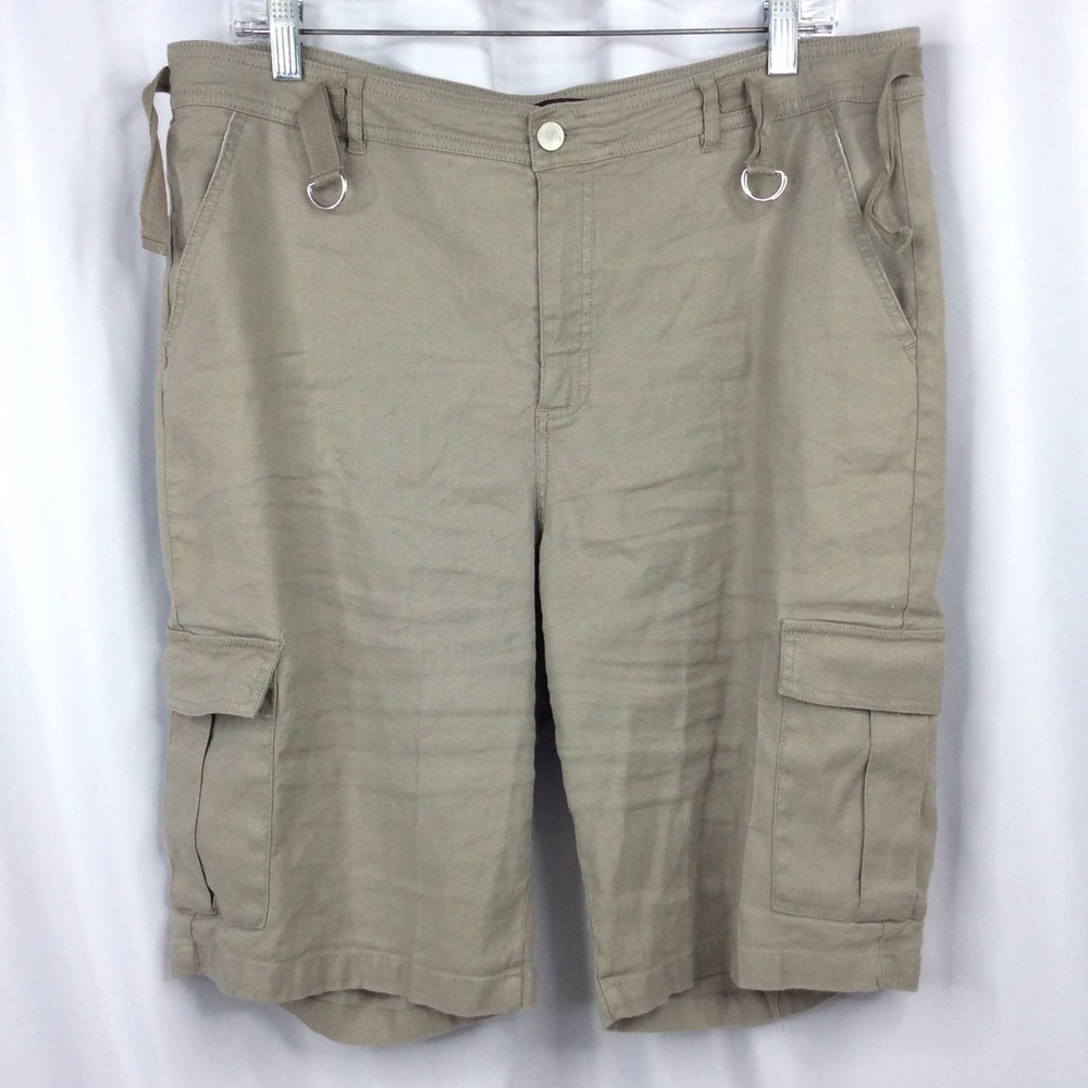 NYDJ Not Your Daughters Jeans Linen Blend Bermuda Shorts Size 12 Lift Tuck Tech